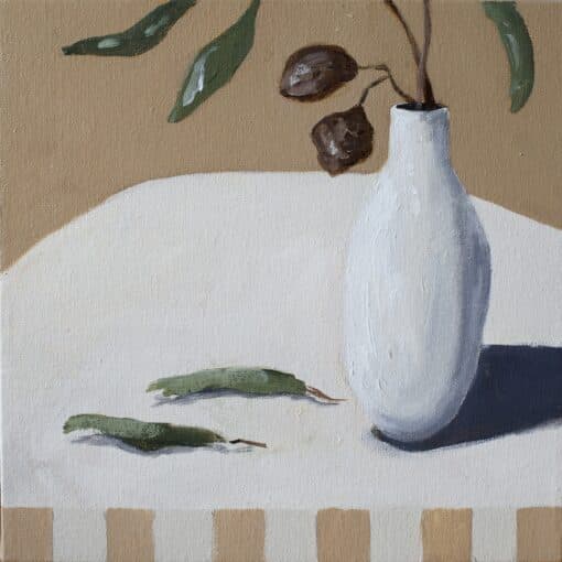 Dried Leaves in White Vase - Karin Cutler