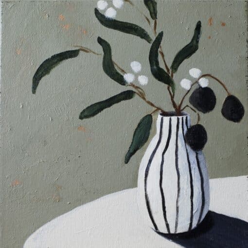 Striped Vase With Leaves - Karin Cutler